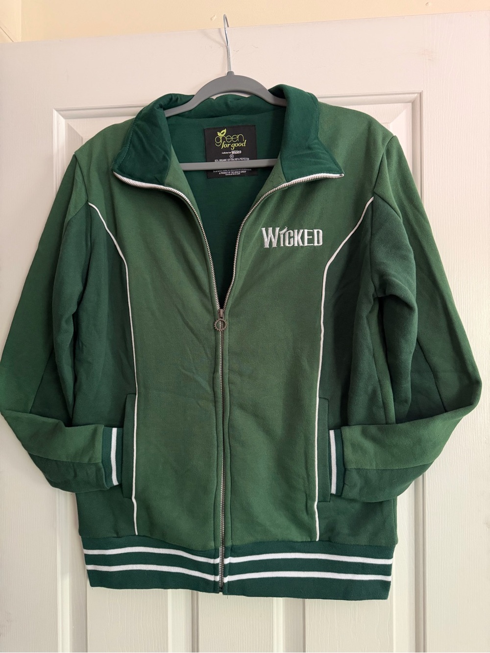 Wicked Green Full-Zip Hoodie Jacket Unisex  size Medium BROADWAY - Picture 5 of 12